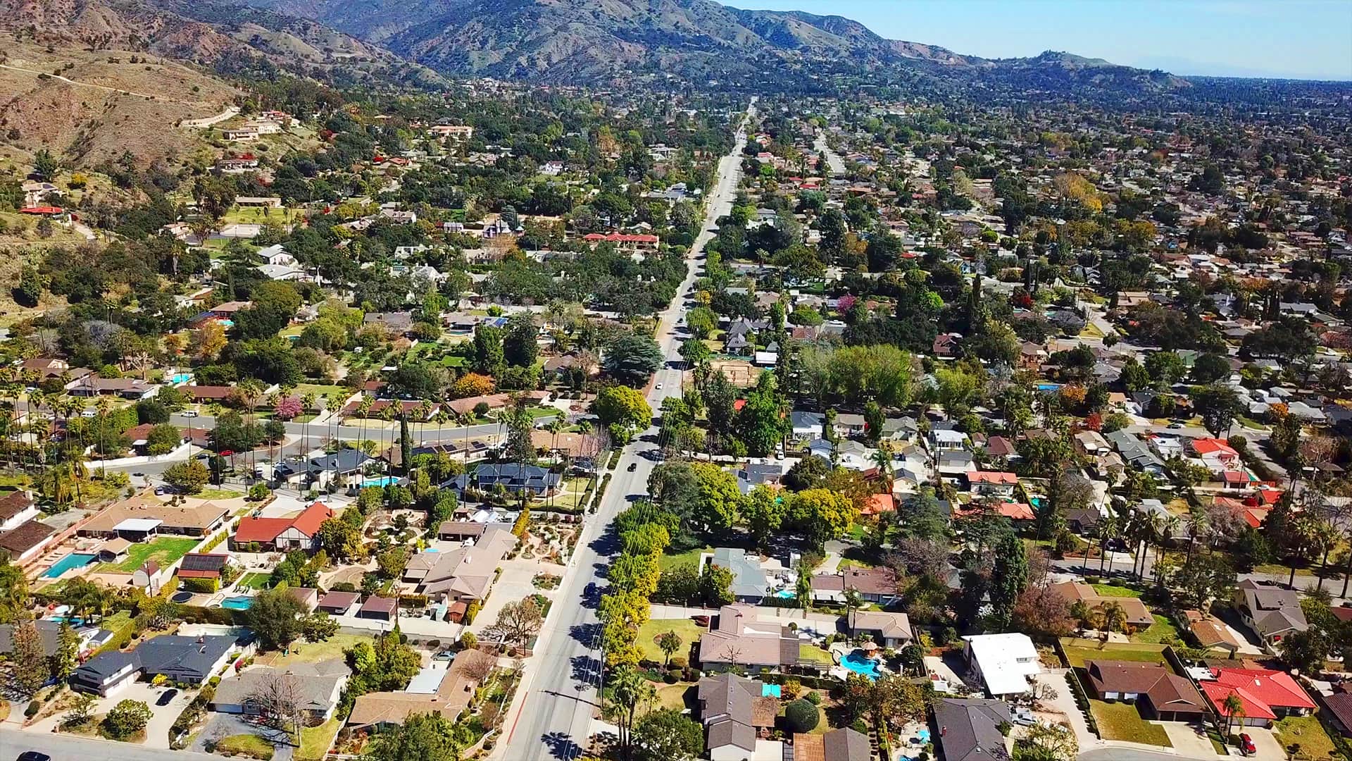 Aerial view of Glendora, California
